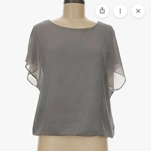 Light Gray Sheer Flutter Sleeve Women's Top